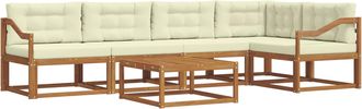 vidaXL Conjunto De Sof&aacute;s De Exterior 6 Uds. Natural Y Crema Vidaxl