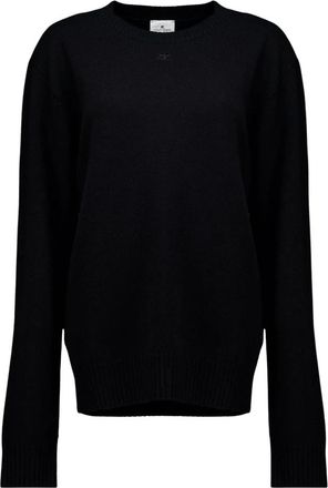 Courr&egrave;ges Merino Wol Trui met Ronde Hals - Dames - Ronde hals truien - Zwart - M - Wol - Truien & Vesten