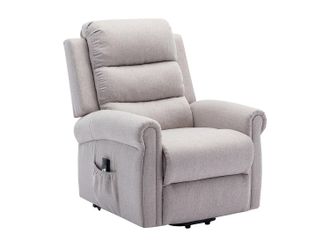 Vente-Unique Sill&oacute;n de masaje de tela con elevador el&eacute;ctrico - Beige - LOVARI