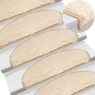 vidaXL vidaXL Tappetini per scale 15 pz 65x21x4 cm Crema Semicircolari Grandi