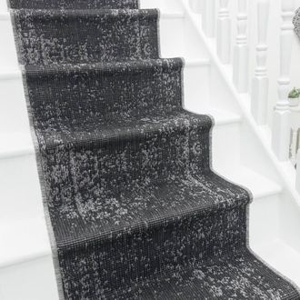 Runrug Stair Runner Carpet - Reversible & Durable, 2mm - Tapestry in Black | Size: 60 cm x 660 cm