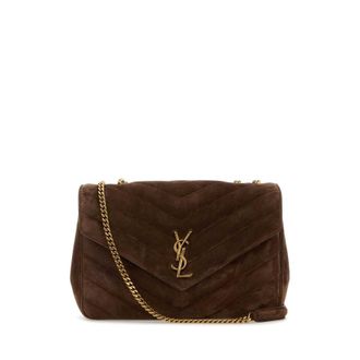 Saint Laurent Brown Suede Large Lou Lou Shoulder Bag