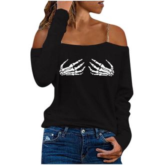 Generic Halloween Tshirt Women Womens Funny Leopard Pumpkin Printed Cute Vintage Graphic Party Ghost Shirts Spooky Season Long Sleeve Tops Boo Fall Tee Womens