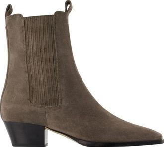 Aeyde Schoenen, Dames, Grijs, 37 EU, Leer, Agata Enkellaarzen