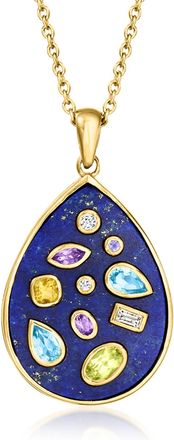 Ross-Simons Lapis and. Multi-Gemstone Pendant Necklace in 18kt Gold Over Sterling
