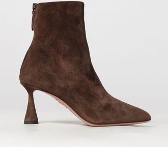 Aquazzura Amore Suede Ankle Boots with Spool Heel and Squared Toe