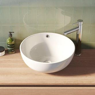Marcel Breuer Sky waskom - 43 - rond - met overloop keramiek - hoogglans wit