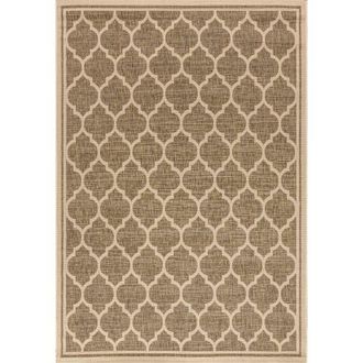 Jonathan Y Designs Trebol Moroccan Trellis Textured Weave Indoor/Outdoor Area Rug in Brown/beige at Nordstrom, Size 4Ft 0In X 4Ft 0In