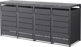 ML Design Ml-design 4x Cobertizos Para Ocultar Cubos De Basura 240l Antracita 260x80x120cm Caseta De Acero Para Jard&iacute;n Exterior Contenedor Resistente Caja Con T