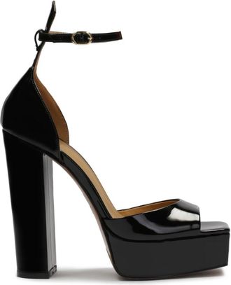 Kazar Patentleren sandalen op een hoge hak en een plateauzool - Dames - Sandalen met hakken - Zwart - 37 EU - Leer - Schoenen