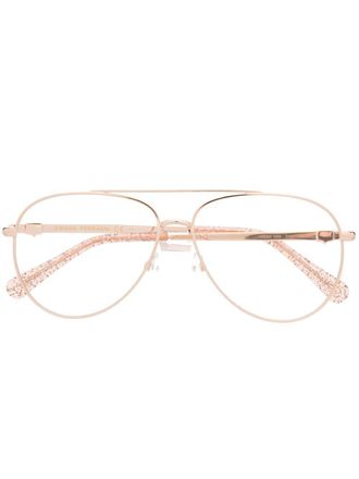 Chiara Ferragni logo-plaque double-bridge glasses - women - Metal (Other) - 57 - Gold
