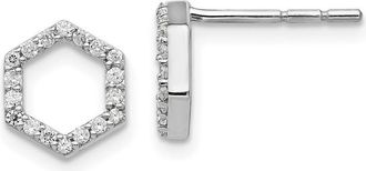 Diamond2Deal 1/5 ct Lab Grown Diamond Hexagon Stud Earrings 14k Gold V-S, D-E