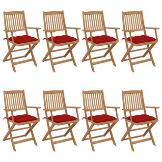 vidaXL Sillas De Jard&iacute;n Plegables 8 Uds Y Cojines Madera Maciza Acacia Vidaxl
