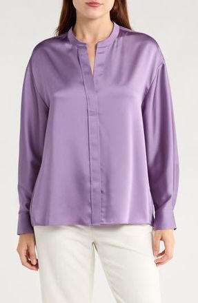 Vince Long Sleeve Satin Button-Up Shirt in Dark Lavender at Nordstrom Rack, Size X-Large