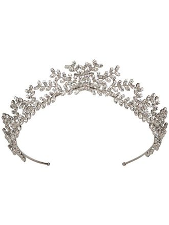 Jennifer Behr Mignonette crystal-embellished tiara - women - Silver Plated Brass/Swarovski Crystal - One Size - White