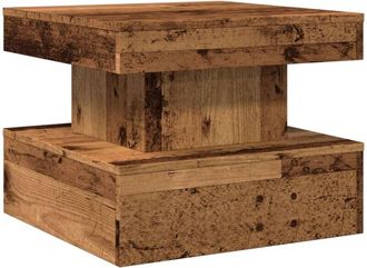 vidaXL Vidaxl - Coffee Table with led Lights Old Wood 50x50x40 cm