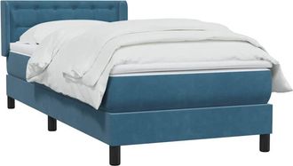 vidaXL Cama Box Spring Con Colch&oacute;n Terciopelo Azul Oscuro 90x210 Cm Vidaxl