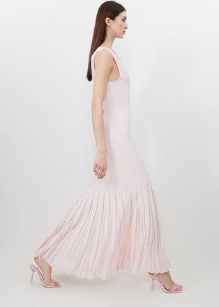 Karen Millen Petite Viscose Blend Sheer Skirt Maxi Knit Dress