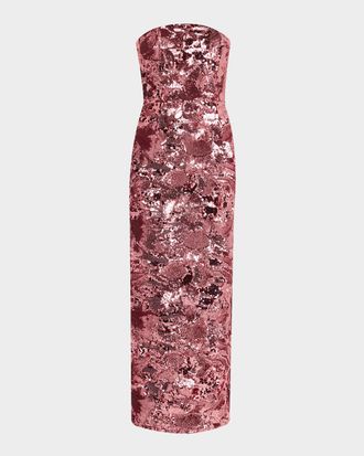 Helsi Leslie Strapless Sequin Column Gown