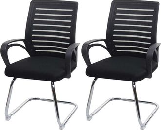 Hhg Nunca usado] Juego de 2 sillones de conferencia HHG 531, silla de visita basculante, 150 kg de capacidad de carga tela/textil, negro