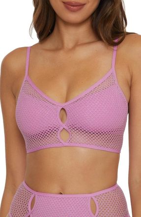 BECCA by Rebecca Virtue Network Cami Bikini Top Women Malva Criss-Cross Tie Swimwear DSGL628