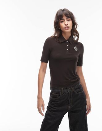 Lacoste Polo in maglia marrone