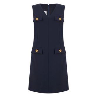 Moschino Mouwloze Jurk - Dames - Jurken - Blauw - Maat: XS Leer
