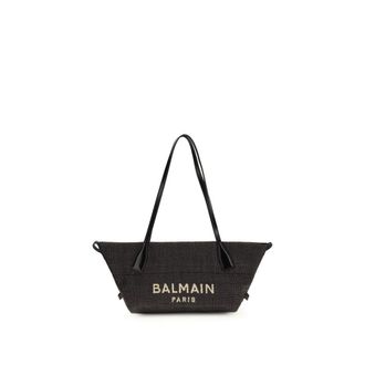 Balmain Black Raffia Shoulder Womens Bag