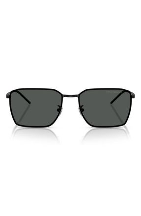 Emporio Armani 60mm Square Sunglasses in Matte Black /Dark Grey at Nordstrom