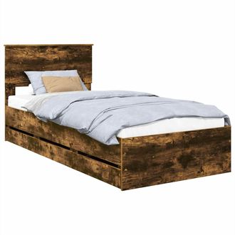 vidaXL Estructura De Cama Roble Ahumado 100 X 200 Cm Madera Ingenieril Vidaxl
