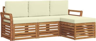 vidaXL Conjunto De Sof&aacute;s De Exterior 4 Uds. Natural Y Crema Vidaxl