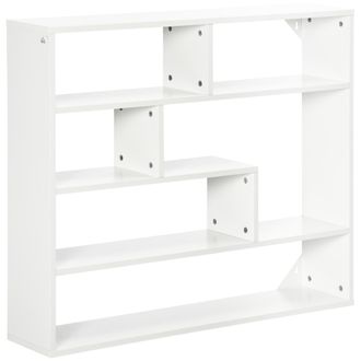 OEM Estanter&iacute;a De Pared Balda Flotante Con 7 Compartimientos Abiertos Estilo Moderno 94x19,5x80 Cm Blanco