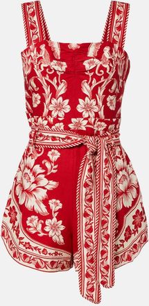Farm Rio Jumpsuit corta Guanacaste Red in misto lino
