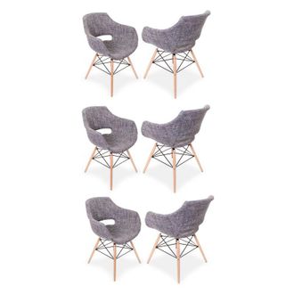 Life Interiors Life Interiors - Conjunto De 1/2/4/6 Olivia Eiffel Tela Sill&oacute;n Comedor Tub Silla Conjunto De 6 - Gris - Grey