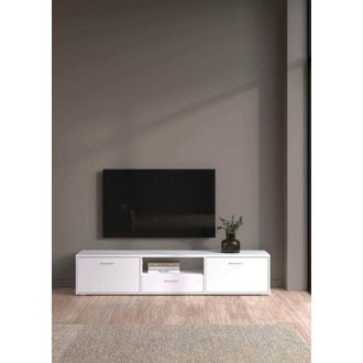 Dmora Dmora - Mueble De Televisi&oacute;n Harmonie, Aparador De Sal&oacute;n, Mueble Bajo Para Tv, Base De Pared Equipada, 177x40 H38 Cm, Blanco