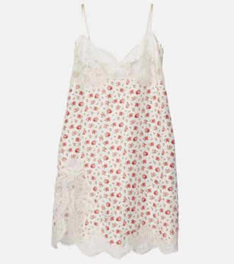 Dolce & Gabbana Lace-trimmed silk and cotton slip dress