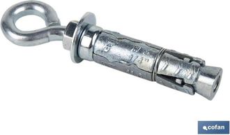 cofan Anclaje Zamak Hpm M8 X 50 Con Argolla Caja 50 Unid., Anclaje De Zamak Con Argolla Para Cargas Medias Y Altas En Materiales Macizos O Huecos. El Anclaj
