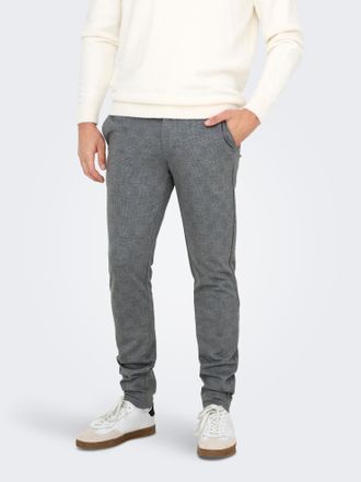 Only & Sons Chinohose ONLY & SONS ONSMARK SLIM CHECK 020919 PANT NOOS, Herren, Gr. 28, L&auml;nge 30, grau (ultimate grau), Web, Obermaterial: 64% Viskose, 31% Polyest