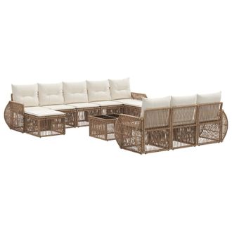 vidaXL Conjunto De Sof&aacute;s De Jard&iacute;n 11 Pcs Beige Y Blanco Crema Vidaxl