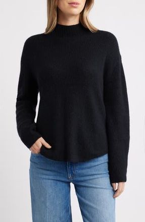 Caslon Shirttail Mock Neck Sweater in Black at Nordstrom Rack, Size Xx-Small