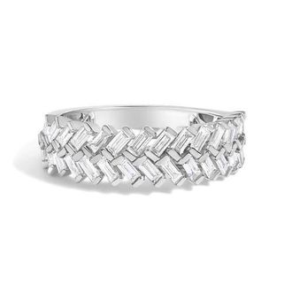 House of Brilliance 14K White Gold 7/8 Cttw Lab Grown Baguette Weave Design Band Ring at Nordstrom, Size 7.5