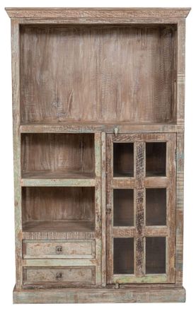 Biscottini International Librer&iacute;a De Madera Maciza Reciclada Con Acabado Envejecido