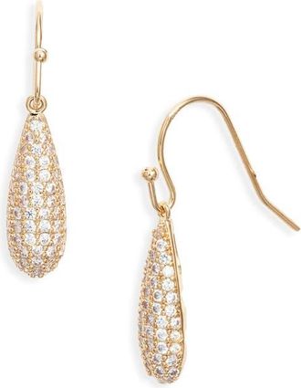 Nordstrom Cubic Zirconia Pav&eacute; Drop Earrings in Clear- Gold at Nordstrom