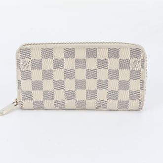 Louis Vuitton White Leather Coated Canvas Long Wallet (Bi-Fold) (Pre-Owned)
