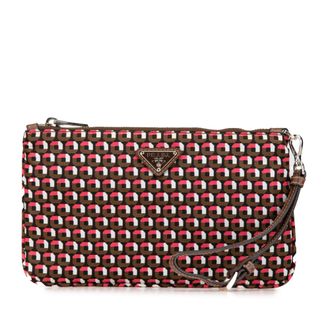 Prada Pre-owned Womens Geometric Patterned Clutch - Brown Textile - One Size