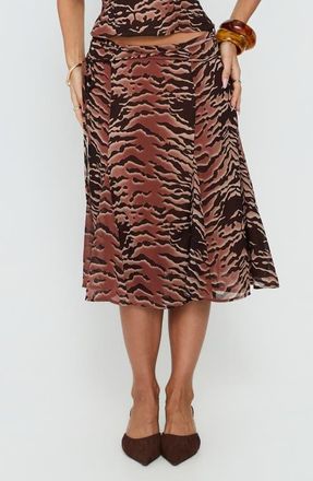 Princess Polly Tipsy Midi Skirt in Animal Multi at Nordstrom, Size 8
