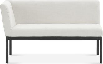 Castlery White Left Banquette Bench, Dark Brown Wooden Leg |Elliot by Castlery