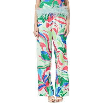 English Factory Abstract Print Wide Leg Pants in Green/Blue Multi at Nordstrom, Size X-Small
