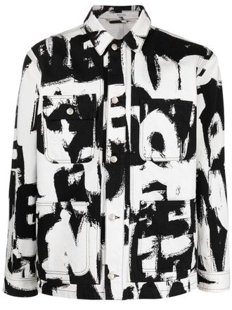Alexander McQueen text print denim jacket - Black