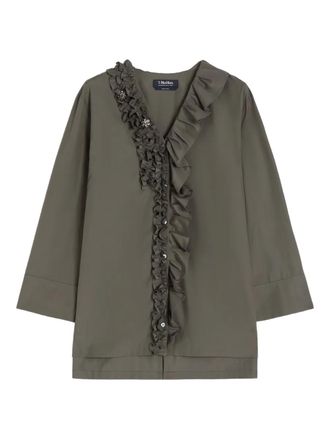 Max Mara Blusa con scollo a V - Grigio
